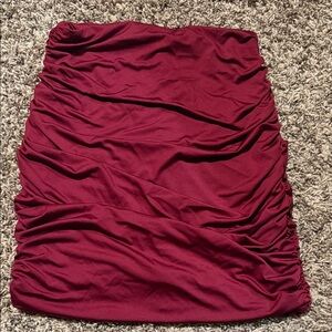 Elegant Burgundy Ruched Skirt